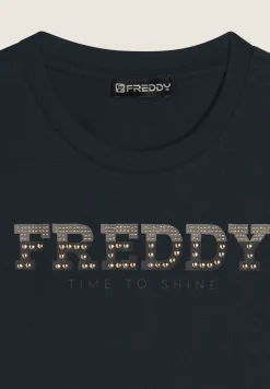 Freddy T-shirt comfort fit in jersey con dettagli preziosi-Donna Padel|Pilates