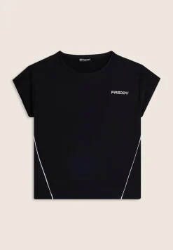 Freddy T-Shirt comfort in Tessuto tecnico con bordature a contrasto-Donna Padel|Pilates