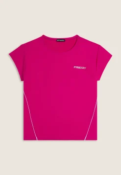 Freddy T-Shirt comfort in Tessuto tecnico con bordature a contrasto-Donna Padel|Pilates