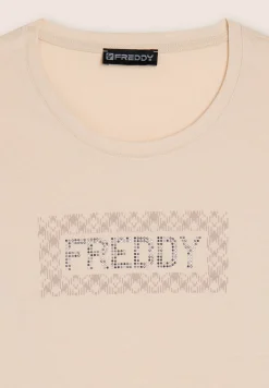 Freddy T-shirt comfort manica lunga con retro stampato-Donna Ginnastica|T-shirts