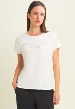 Freddy T-shirt con grafica “Enjoy the party” in strass-Donna T-shirts