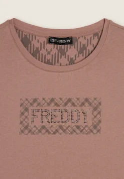 Freddy T-shirt con logo e grafica geometrica-Donna Ginnastica|T-shirts