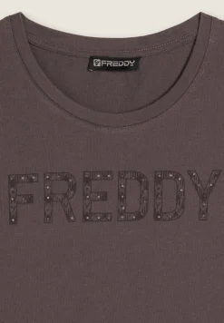 Freddy T-shirt con logo frontale in borchie-Donna Ginnastica|T-shirts