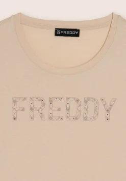 Freddy T-shirt con logo frontale in borchie-Donna Ginnastica|T-shirts