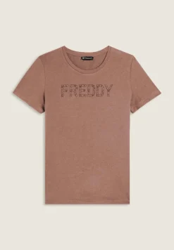 Freddy T-shirt con logo frontale in borchie-Donna Ginnastica|T-shirts