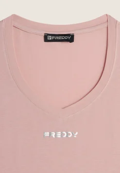 Freddy T-shirt corta in modal elasticizzato con scollo a V-Donna T-shirts