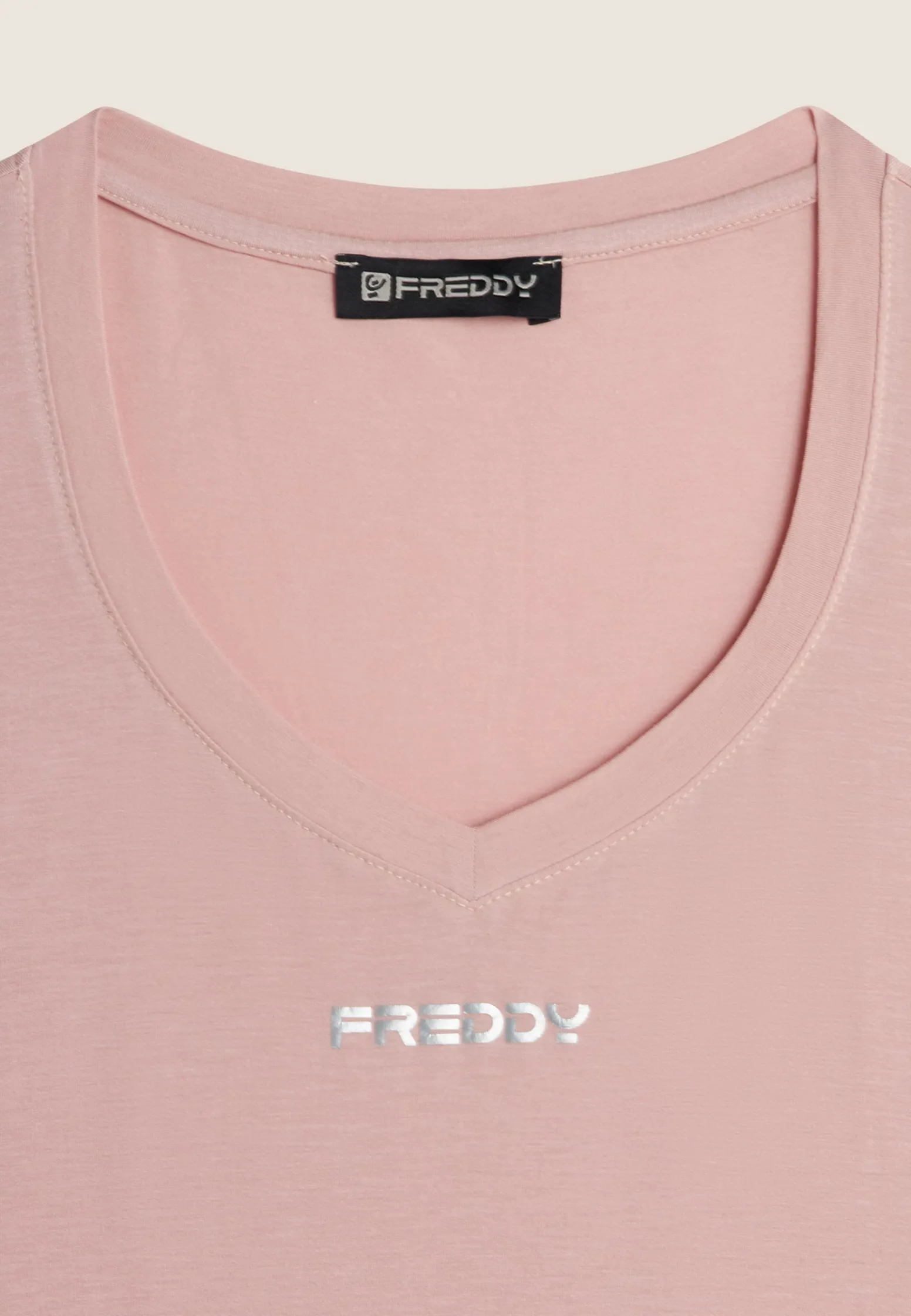 Freddy T-shirt corta in modal elasticizzato con scollo a V-Donna T-shirts