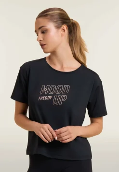 Freddy T-shirt cropped con maniche ampie e stampa Mood Up-Donna Pilates|Fitness