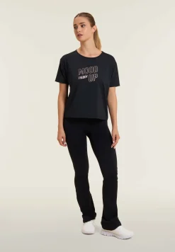 Freddy T-shirt cropped con maniche ampie e stampa Mood Up-Donna Pilates|Fitness