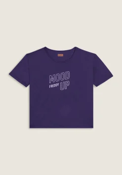 Freddy T-shirt cropped con maniche ampie e stampa Mood Up-Donna Pilates|Fitness