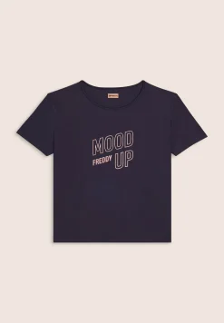 Freddy T-shirt cropped con maniche ampie e stampa Mood Up-Donna Pilates|Fitness