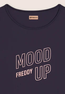 Freddy T-shirt cropped con maniche ampie e stampa Mood Up-Donna Pilates|Fitness