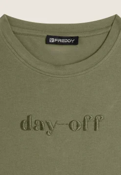 Freddy T-shirt Cropped girocollo fit comfort con ricamo-Donna T-shirts