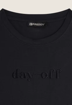 Freddy T-shirt Cropped girocollo fit comfort con ricamo-Donna T-shirts