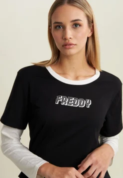 Freddy T-shirt cropped 2-in-1 bicolore-Donna T-shirts