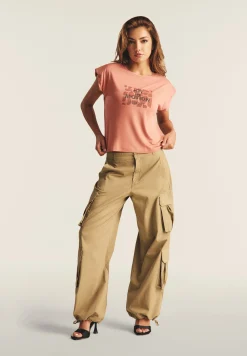 Freddy T-shirt cropped senza maniche in jersey viscosa con grafica-Donna T-shirts