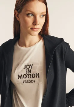 Freddy T-shirt cropped senza maniche in jersey viscosa con grafica-Donna T-shirts
