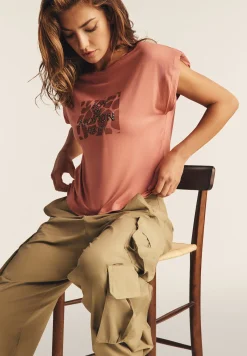 Freddy T-shirt cropped senza maniche in jersey viscosa con grafica-Donna T-shirts