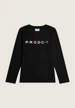 Freddy T-shirt da Bambina Manica Lunga con logo Arcobaleno- T-shirts