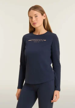 Freddy T-shirt da donna a manica lunga con fondo stondato-Donna Pilates|Ginnastica