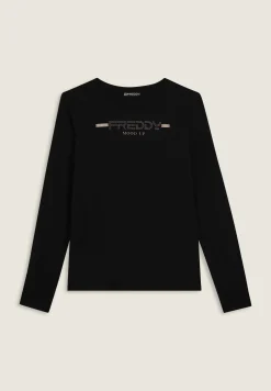 Freddy T-shirt da donna a manica lunga con fondo stondato-Donna Pilates|Ginnastica