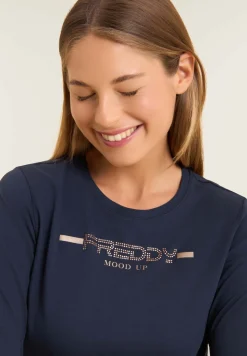 Freddy T-shirt da donna a manica lunga con fondo stondato-Donna Pilates|Ginnastica