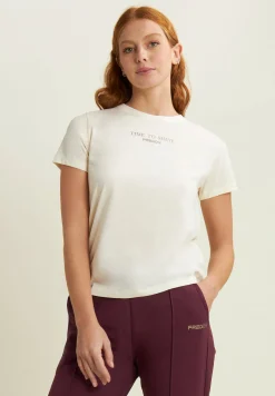 Freddy T-shirt da donna comfort con stampa dorata-Donna Pilates|Ginnastica