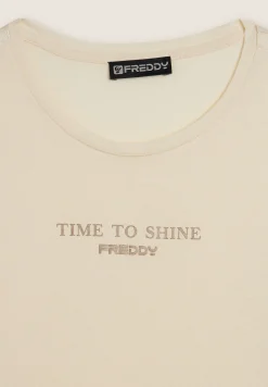 Freddy T-shirt donna a manica lunga con banda logata sulle spalle-Donna Pilates|Ginnastica