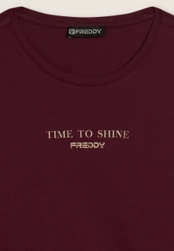 Freddy T-shirt donna a manica lunga con banda logata sulle spalle-Donna Pilates|Ginnastica