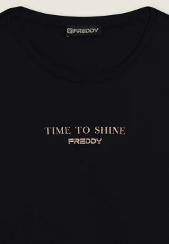 Freddy T-shirt donna a manica lunga con banda logata sulle spalle-Donna Pilates|Ginnastica