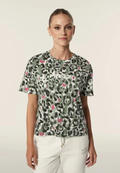 Freddy T-shirt donna comfort fit corta maculata con spacchi-Donna T-shirts|Fitness