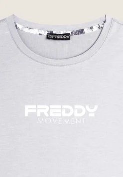 Freddy T-shirt donna comfort fit corta con stampa e spacchi-Donna Fitness|T-shirts