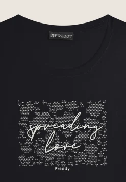 Freddy T-shirt donna comfort fit con grafica composta da strass-Donna T-shirts