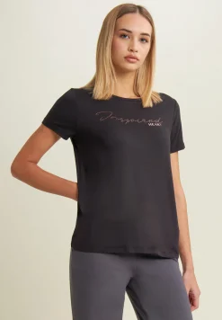 Freddy T-shirt donna con grafica in strass e logo sul fondo-Donna T-shirts