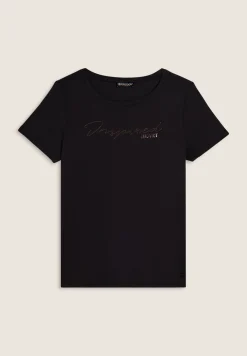 Freddy T-shirt donna con grafica in strass e logo sul fondo-Donna T-shirts