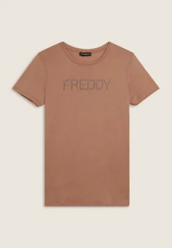 Freddy T-shirt donna con logo in strass bicolori-Donna Ginnastica|T-shirts