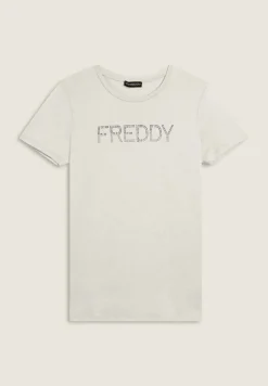 Freddy T-shirt donna con logo in strass bicolori-Donna Ginnastica|T-shirts