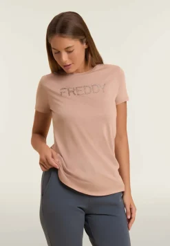 Freddy T-shirt donna con logo in strass bicolori-Donna Ginnastica|T-shirts