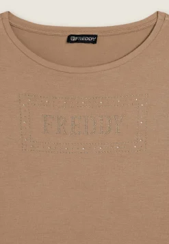 Freddy T-shirt donna con logo strass e glitter-Donna T-shirts