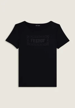 Freddy T-shirt donna con logo strass e glitter-Donna T-shirts