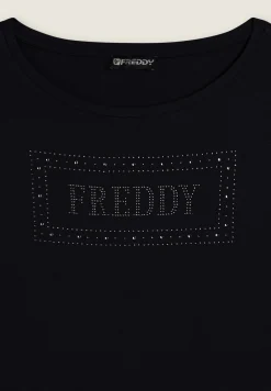Freddy T-shirt donna con logo strass e glitter-Donna T-shirts
