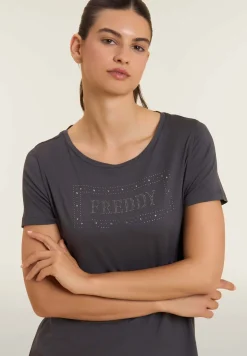 Freddy T-shirt donna con logo strass e glitter-Donna T-shirts