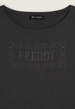 Freddy T-shirt donna con logo strass e glitter-Donna T-shirts