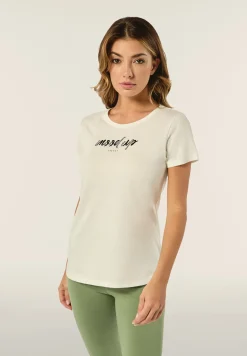 Freddy T-shirt donna girocollo con scritta decorata da strass-Donna T-shirts