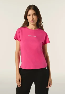 Freddy T-shirt donna girocollo in jersey con piccola stampa-Donna Fitness|T-shirts