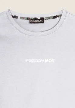 Freddy T-shirt donna girocollo in jersey con piccola stampa-Donna Fitness|T-shirts