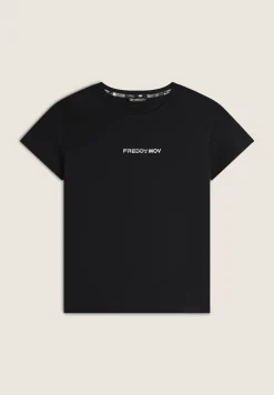 Freddy T-shirt donna girocollo in jersey con piccola stampa-Donna Fitness|T-shirts