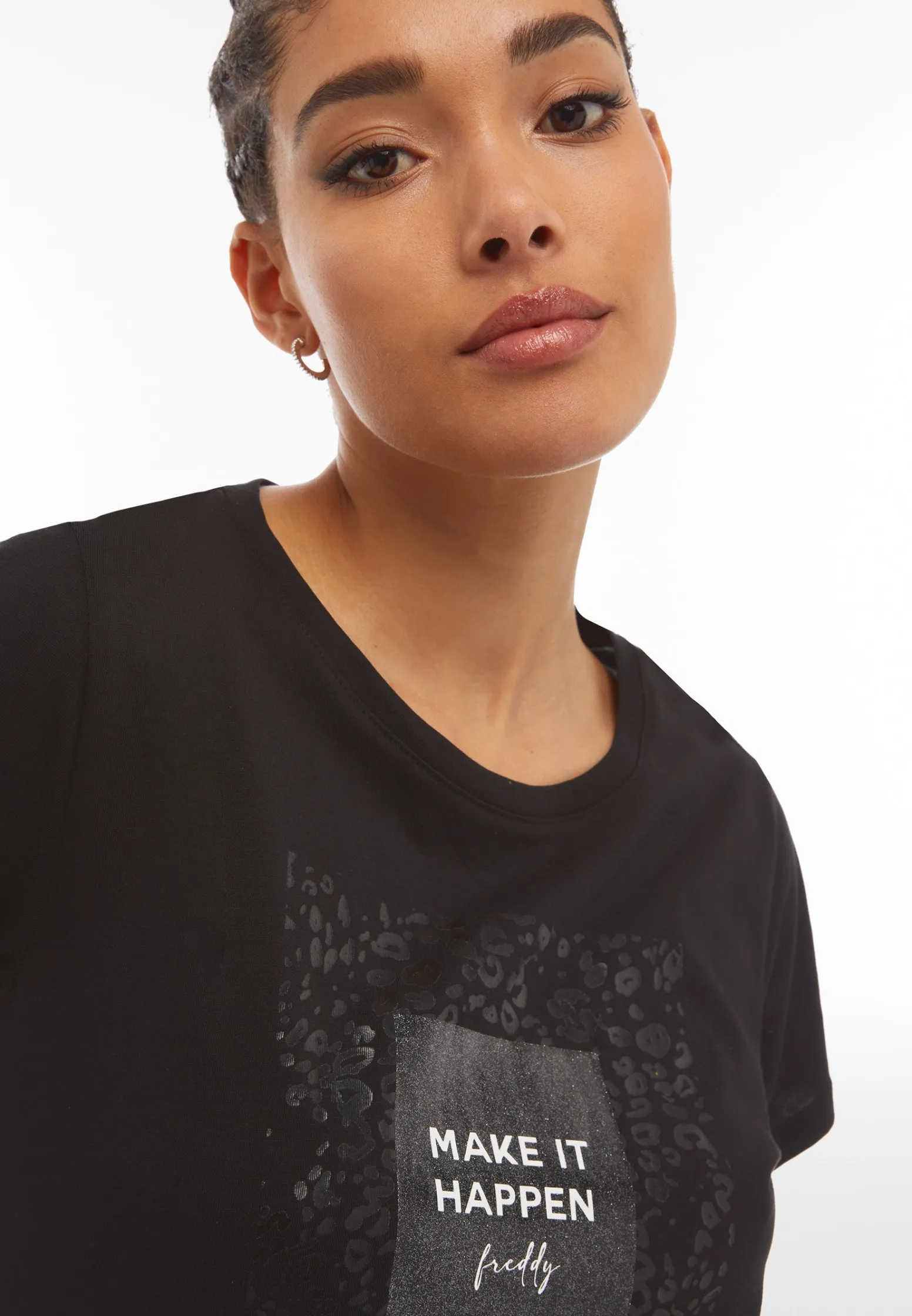 Freddy T-shirt donna in cotone pima con grafica animalier lucida-Donna T-shirts