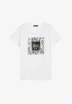 Freddy T-shirt donna in cotone pima con grafica animalier lucida-Donna T-shirts