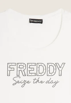 Freddy T-shirt donna in jersey con Logo in Strass-Donna Ginnastica|T-shirts